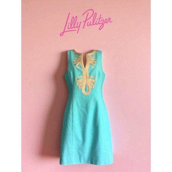 Lilly Pulitzer Janice Shift Dress - Size 2 - Aqua Blue GUC - Picture 1 of 6